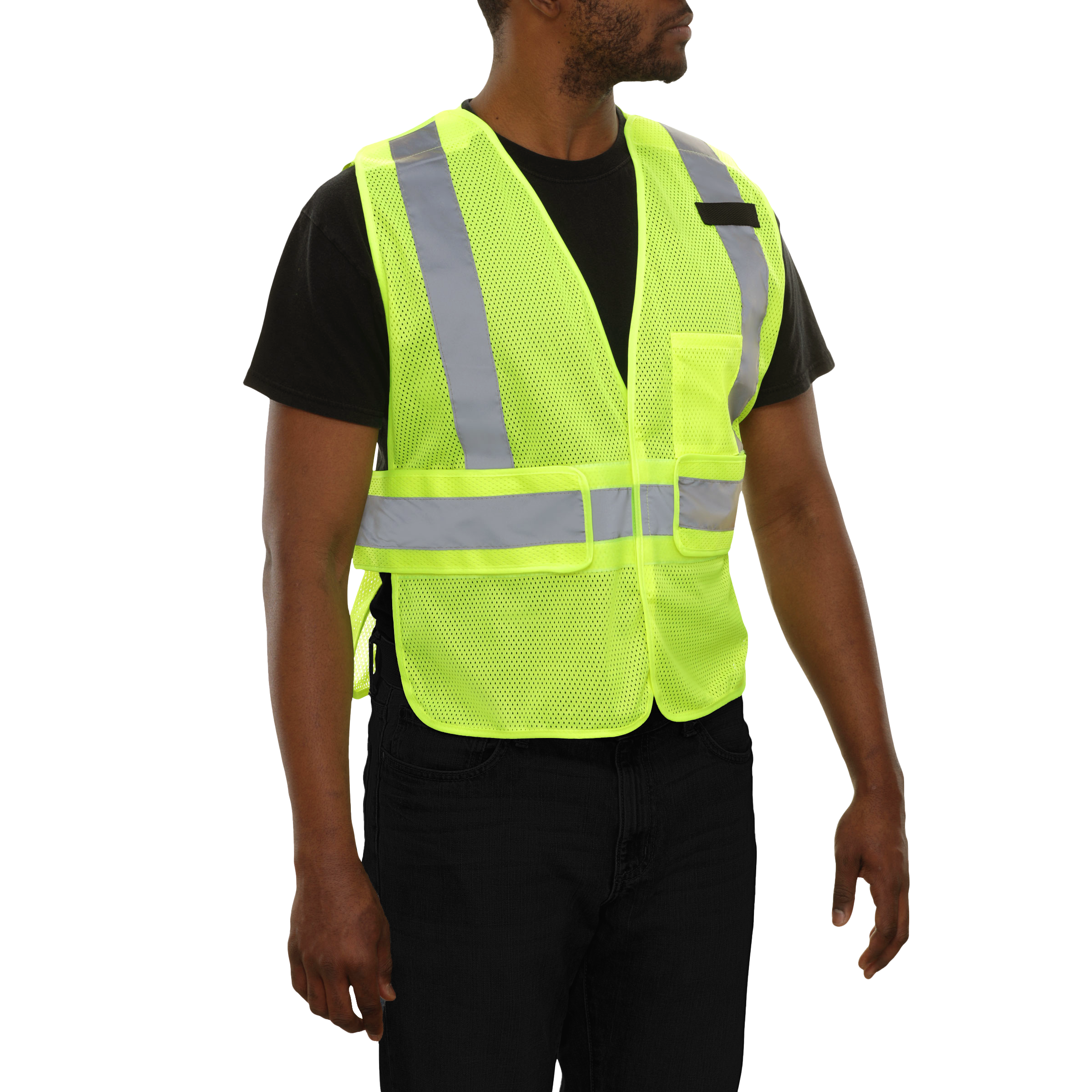 Economy Safety Vest Hi Vis Adj Side Wraps 5pt Breakaway Mesh ANSI 2