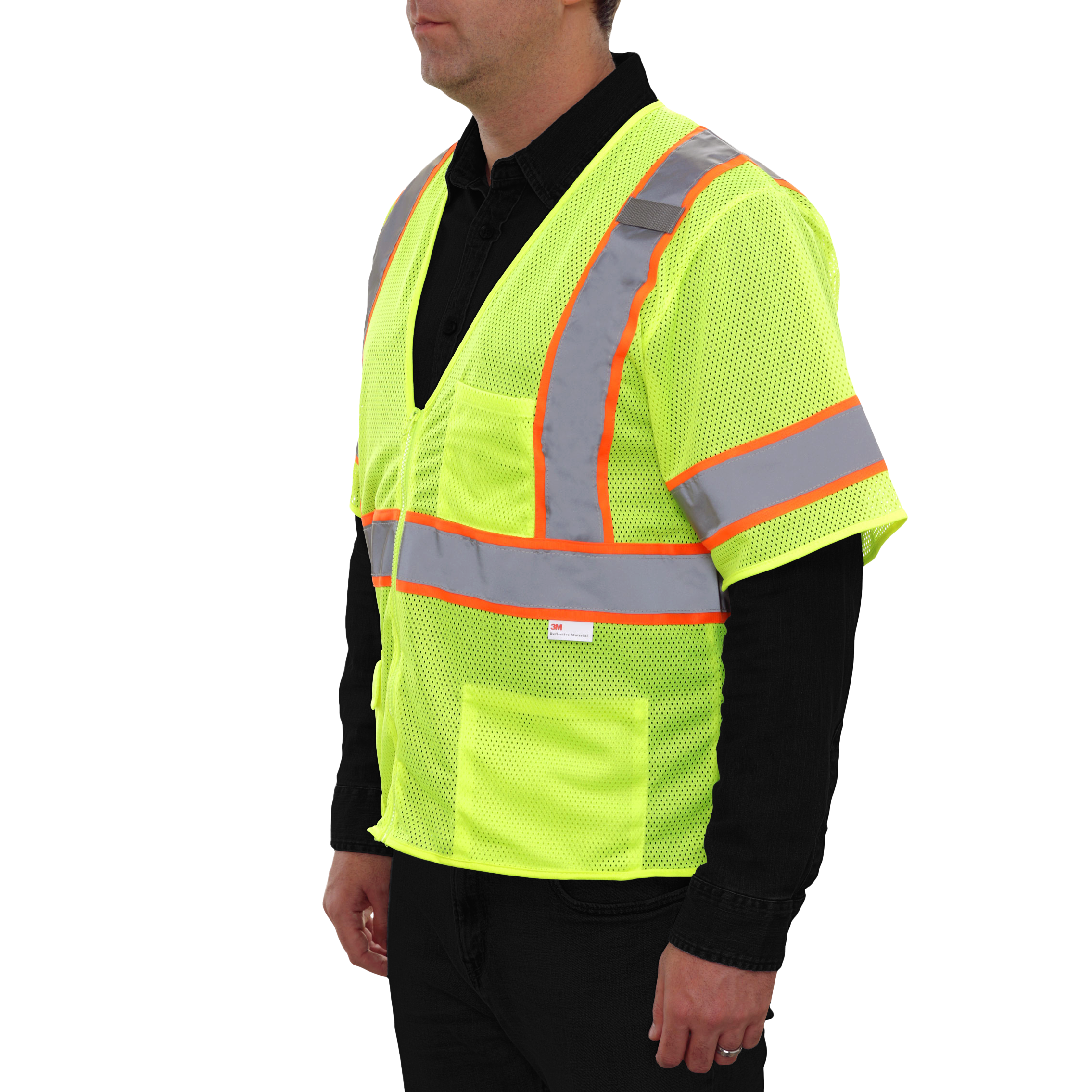 Economy Safety Vest Hi Vis Vest Zip Mesh Contrasting Tape ANSI 3