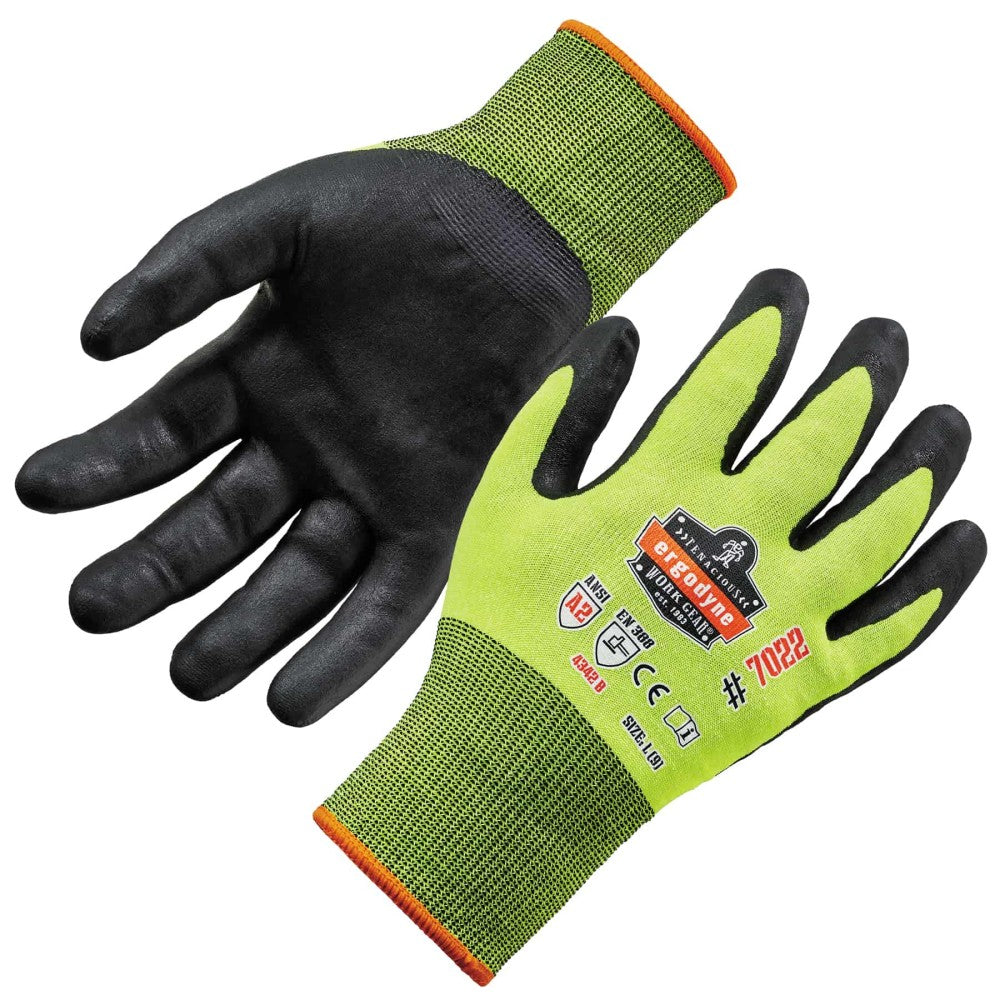 ProFlex 7022 Hi-Vis Nitrile-Coated Cut-Resistant Gloves - ANSI A2, DSX Dry Grip