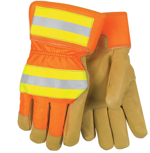 MCR Safety Reflect. Pig Lea Palm, Thermosock,Orange