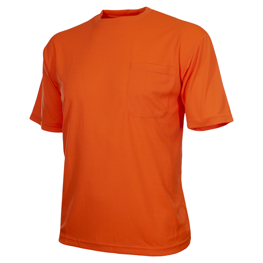 Safety Shirt Hi Vis Pocket Shirt Orange Birdseye Knit Non-ANSI