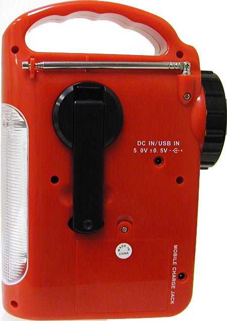 Solar/Crank 5-LED Flashlight with AM/FM Radio, Phone Charger, 8-LED Emergency Lamp, and Siren