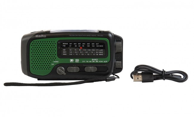 Kaito- KA350 Voyager Trek Solar/Crank AM/FM/SW NOAA Weather Radio with 5-LED Flashlight