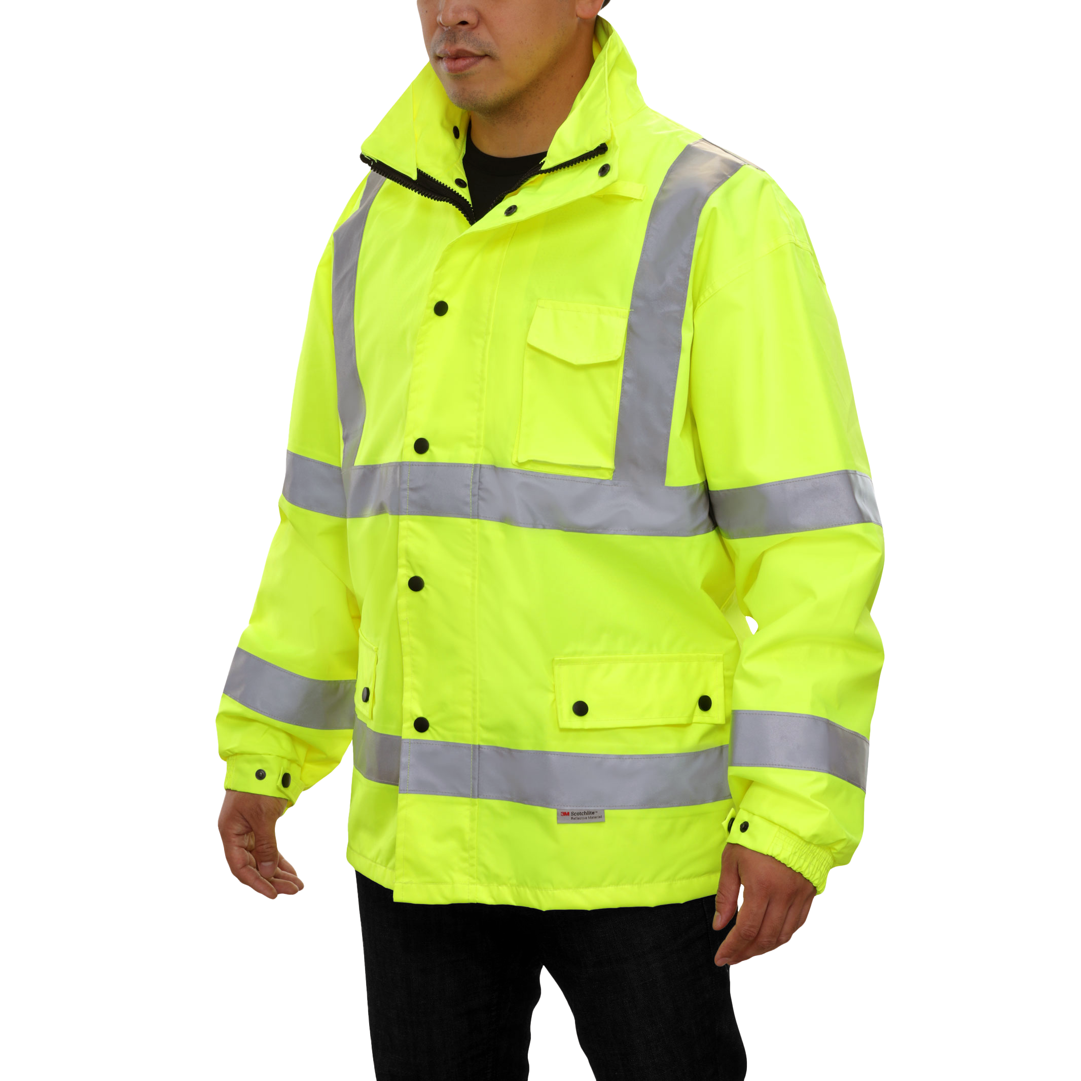 Safety Jacket Hi Vis Parka Breathable Waterproof Hooded Lime