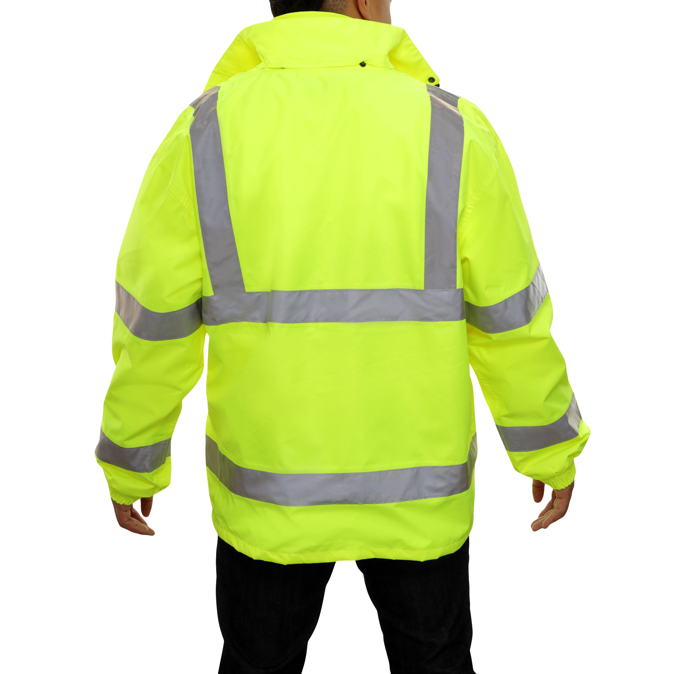 Safety Jacket Hi Vis Parka Breathable Waterproof Hooded Lime