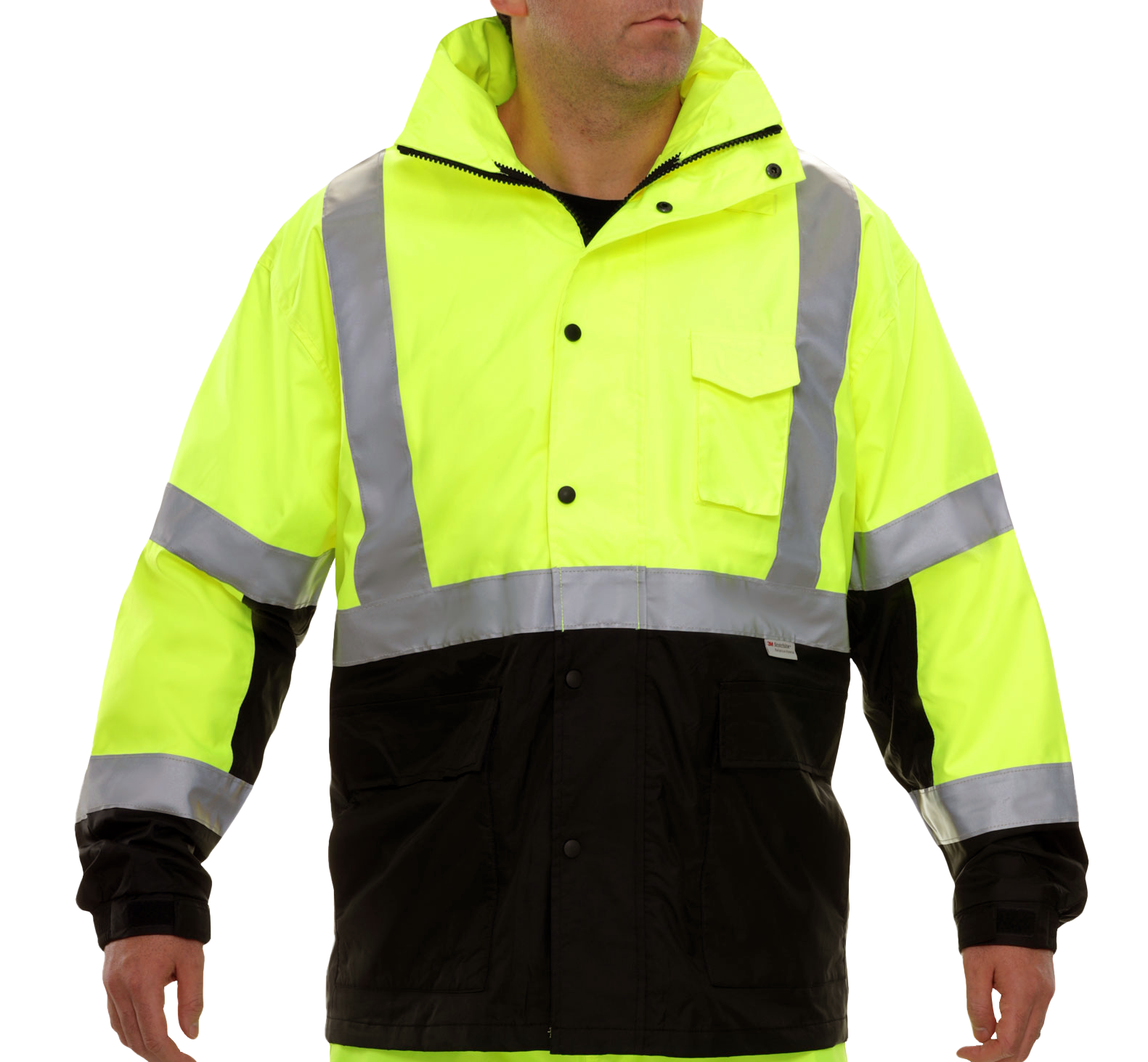 Safety Jacket Hi Vis Parka Breathable Waterproof Hooded 2-Tone Lime