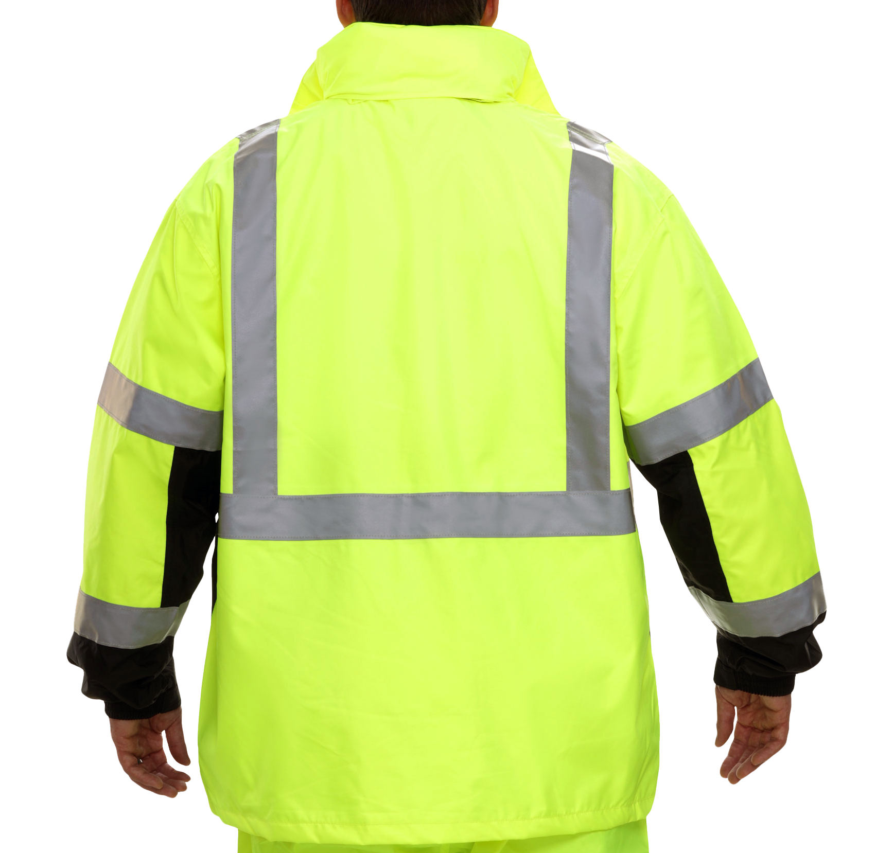 Safety Jacket Hi Vis Parka Breathable Waterproof Hooded 2-Tone Lime