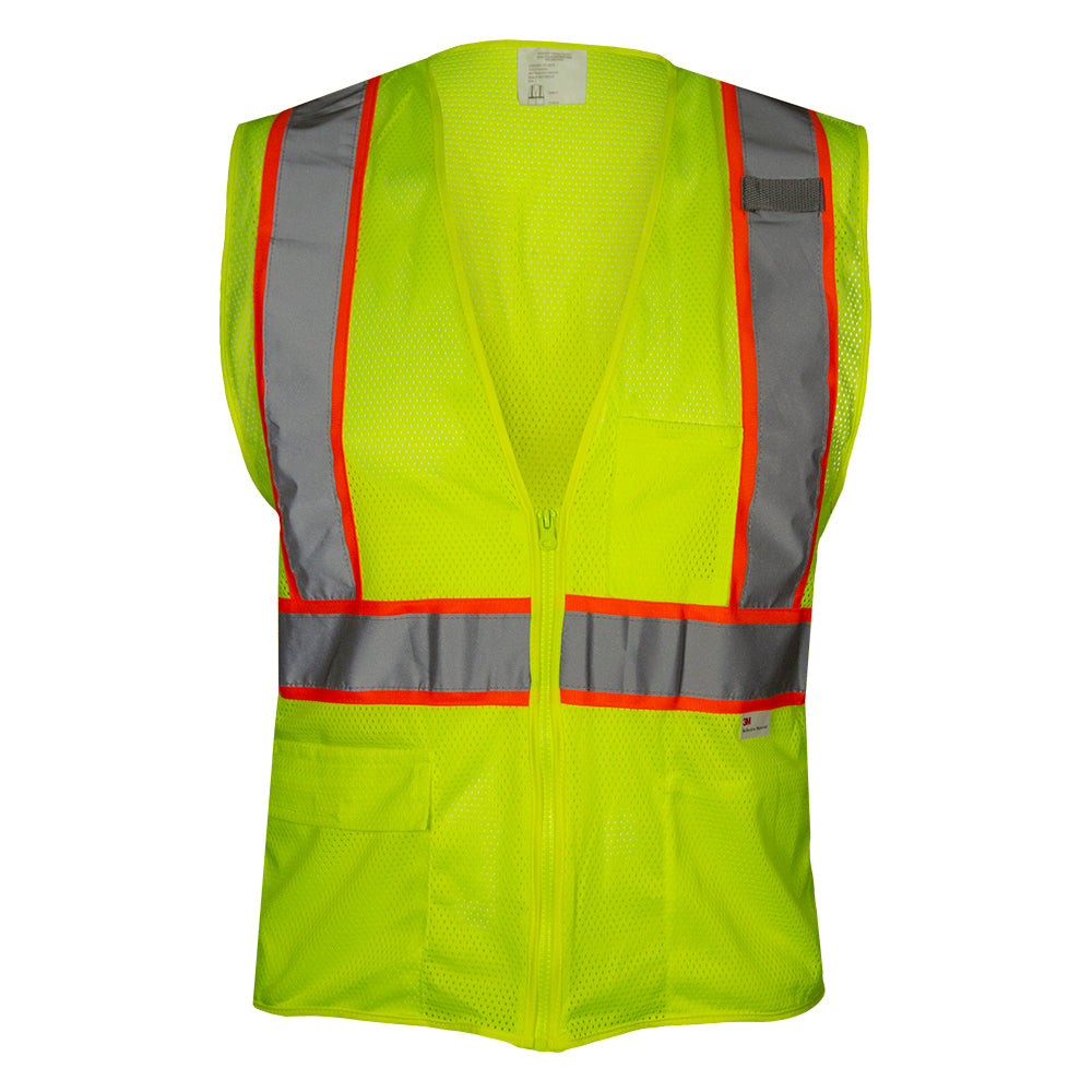 Economy Safety Vest Hi Vis Lime Vest Zip Mesh Contrasting Tape ANSI 2