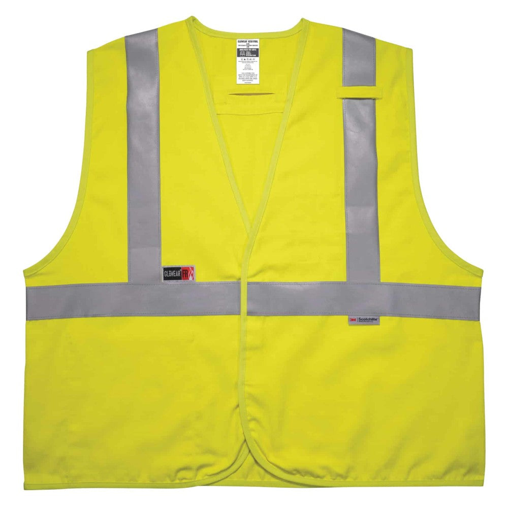 GloWear 8261FRHL Hi-Vis FR Safety Vest - Class 2 NFPA 2112 NFPA 70E Solid Hook + Loop