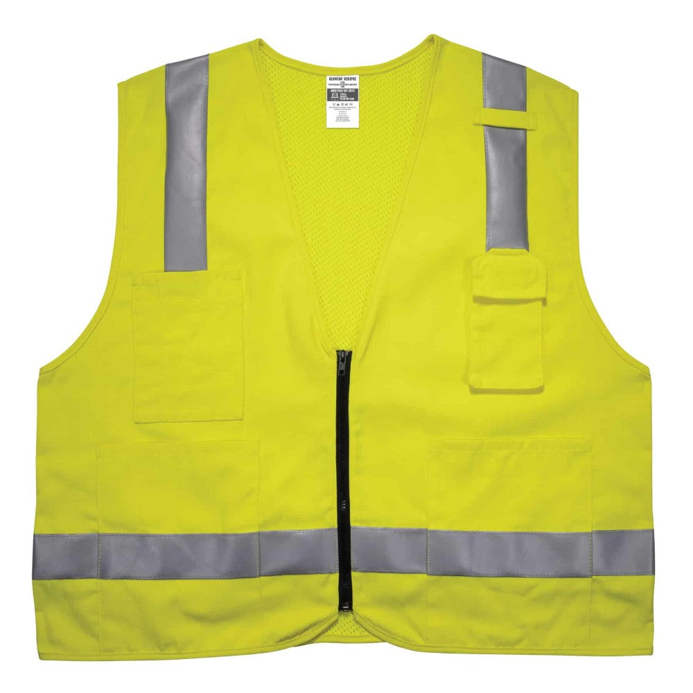 GloWear 8262FRZ Hi-Vis FR Surveyor Vest - Class 2 NFPA 70E Solid Front Mesh Back Zipper