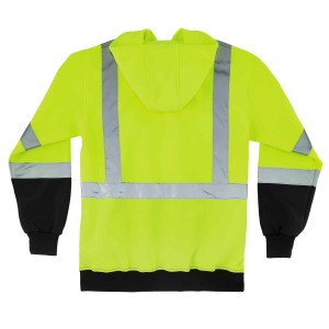 GloWear 8372 Class 3 Zip-Up Hi-Vis Hooded Sweatshirt Jacket - Black Front