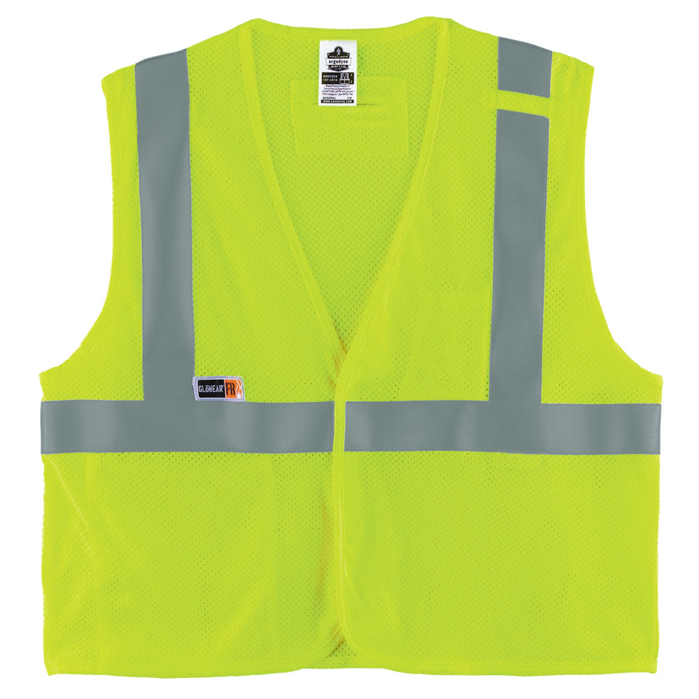 GloWear 8263FRHL Hi-Vis FR Safety Vest - Class 2 NFPA 70E Mesh Hook + Loop Economy