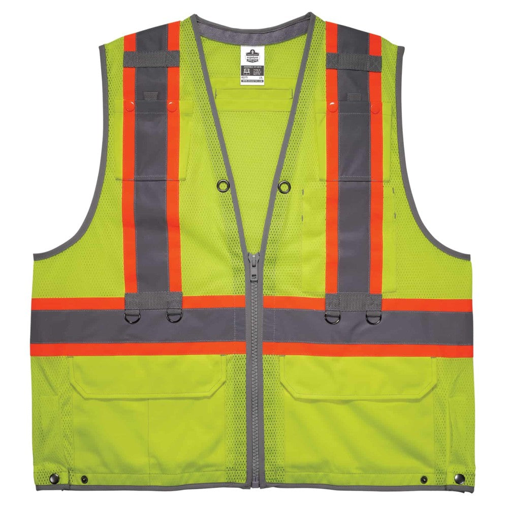 GloWear 8231TV Hi-Vis Tool Tethering Safety Vest - Type R Class 2 Zipper Dual Certified
