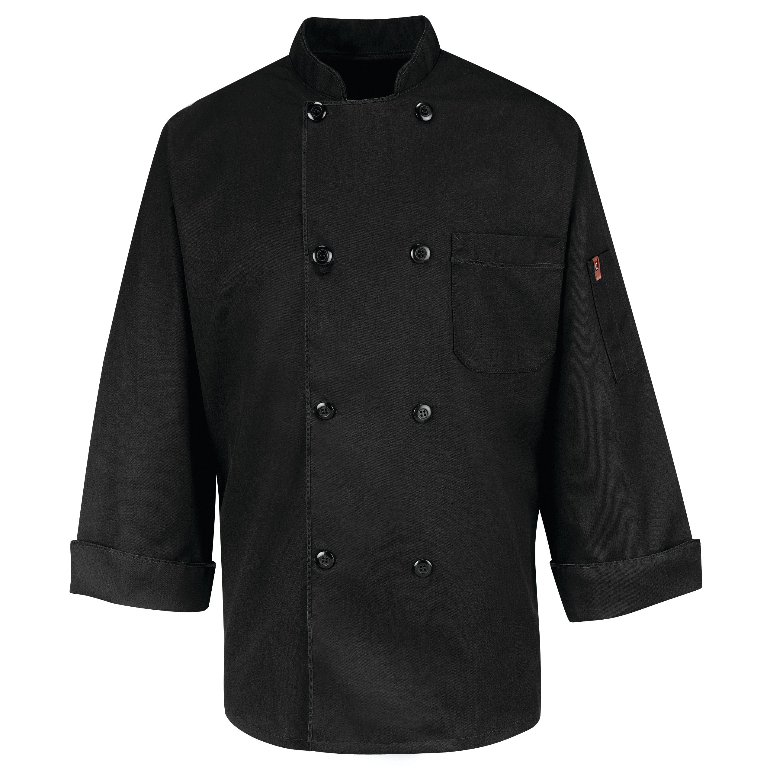 Eight Pearl Button Black Chef Coat KT76 - Black