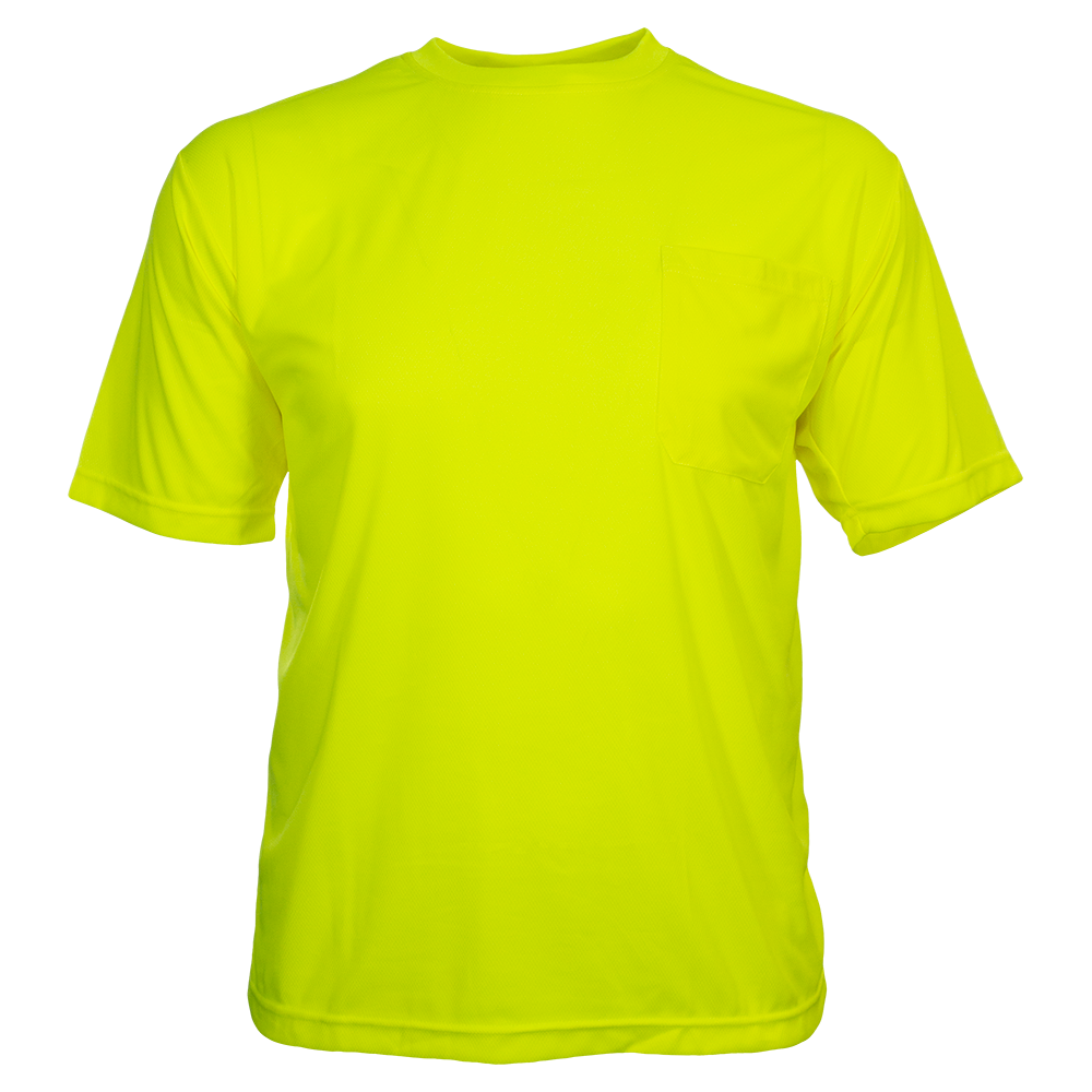 Safety Shirt Hi Vis Pocket Shirt Lime Birdseye Knit Non-ANSI