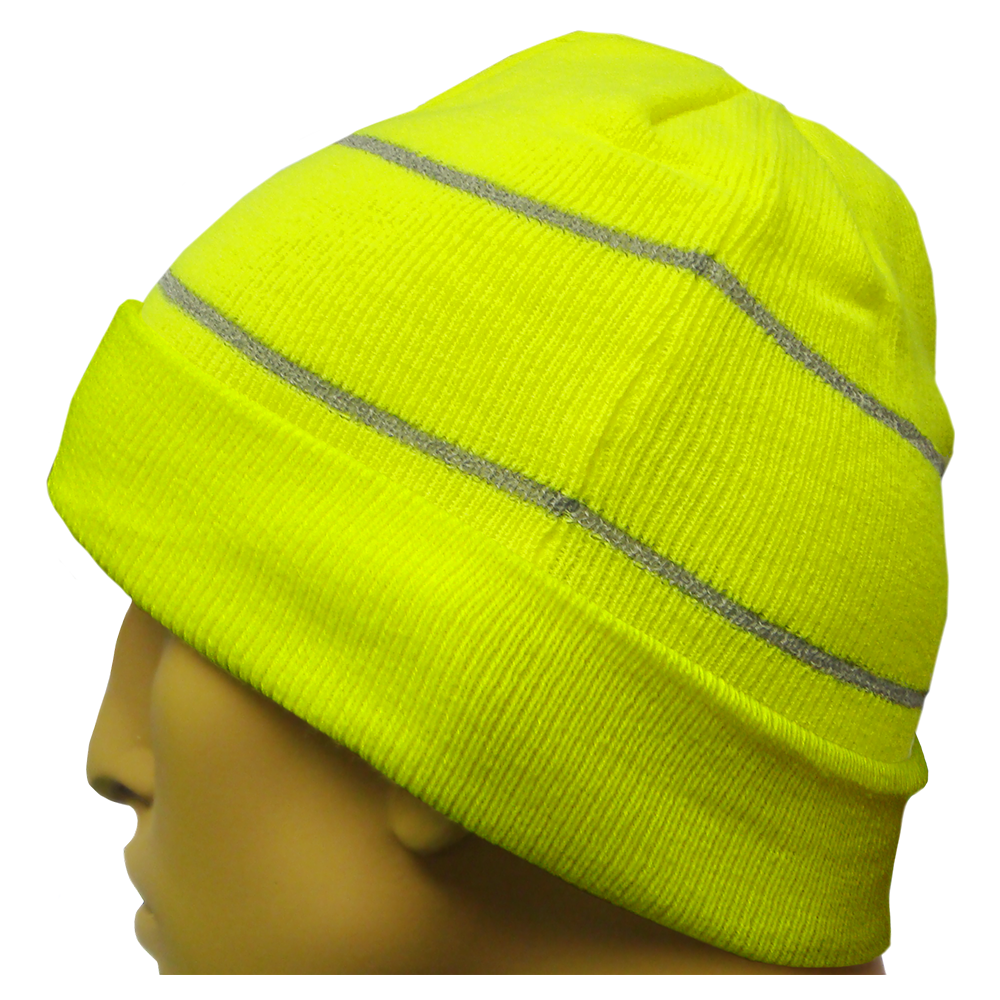 Safety Beanie Hi Vis Cuffed Knit Cap Retroreflective Thread