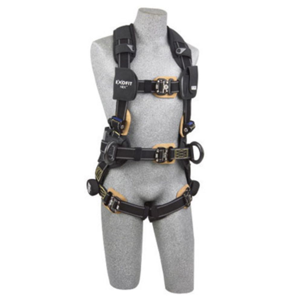 3M DBI-SALA Medium ExoFit NEX Arc Flash Construction/Full Body/Vest Style Harness With Tech-Lite PVC Coated Aluminum Back And Side D-Ring, Duo-Lok Quick Connect Leg And Chest Strap Buckle, Belt With Pad, Torso Adjuster, Back And Leg Comfort Padding