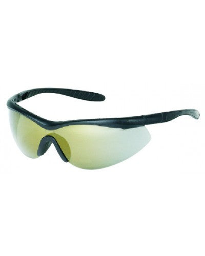 Black Frame - Gray Mirror Lens - Non-Slip Rubber Nose Piece - Insert Rubber Tips Safety Glasses