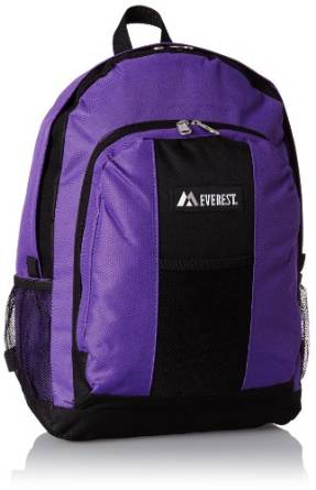 Everest Luggage Backpack with Front and Side Pockets  - Dark Purple