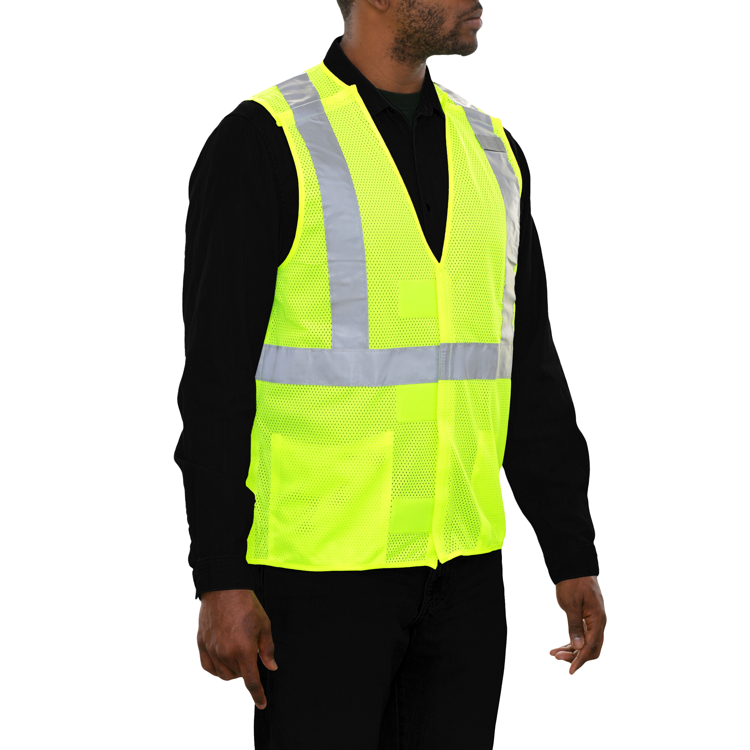 Safety Vest Hi Vis Vest X-Back Lime 5pt Breakaway Mesh ANSI 2