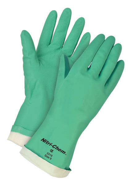 MCR Safety Nitri-Chem Green Nitrile Flocked 15 Mil