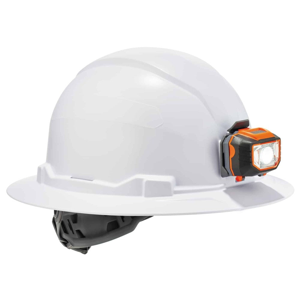 Skullerz 8971LED Class E Full Brim Hard Hat + LED Light - Ratchet Suspension