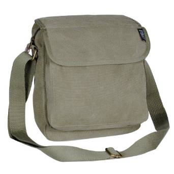 Olive Green Canvas Messenger Bag