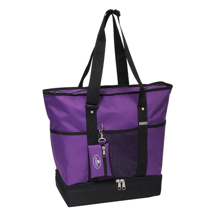 Everest Luggage Deluxe Shopping Tote Dark Purple Black