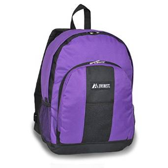 Everest Luggage Backpack with Front and Side Pockets - Purple/Black