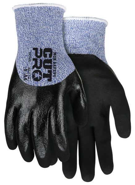 MCR Safety 13 Ga Blue/White HPPE/Glass, Blk Nitrile