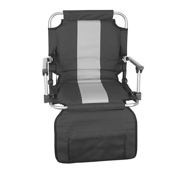 Stadium Seat With Arms - Blacks/Silver Stripe