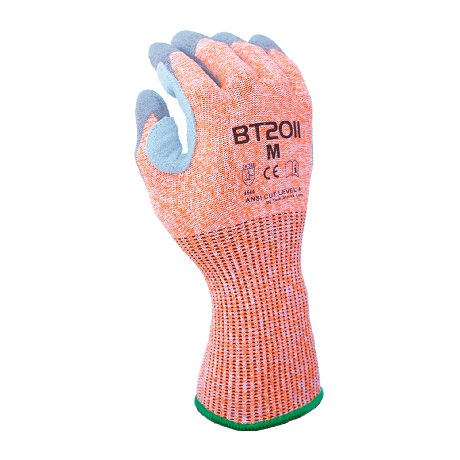 Blade Task - Aramid sewn with Split Cowhide Leather (without fingertips) Polyurethane palm coated HDPE Blended Knit Work Gloves ANSI Cut 4