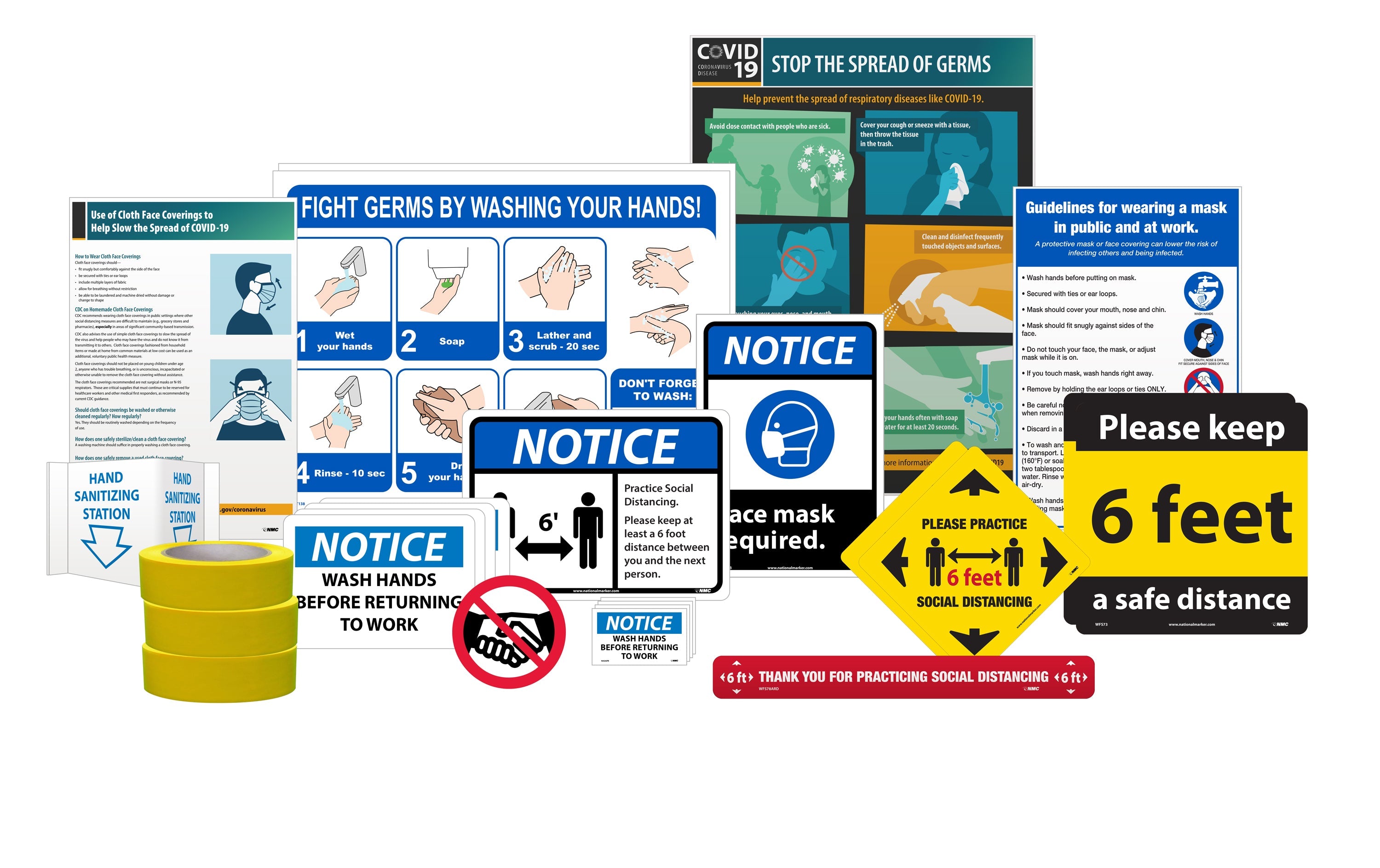 BACK TO WORK KIT, INCLUDES VARIETY OF COVID-19 RELATED SIGNAGE AND IDENTIFICATION PRODUCTS FOR MEDIUM BUSINESS