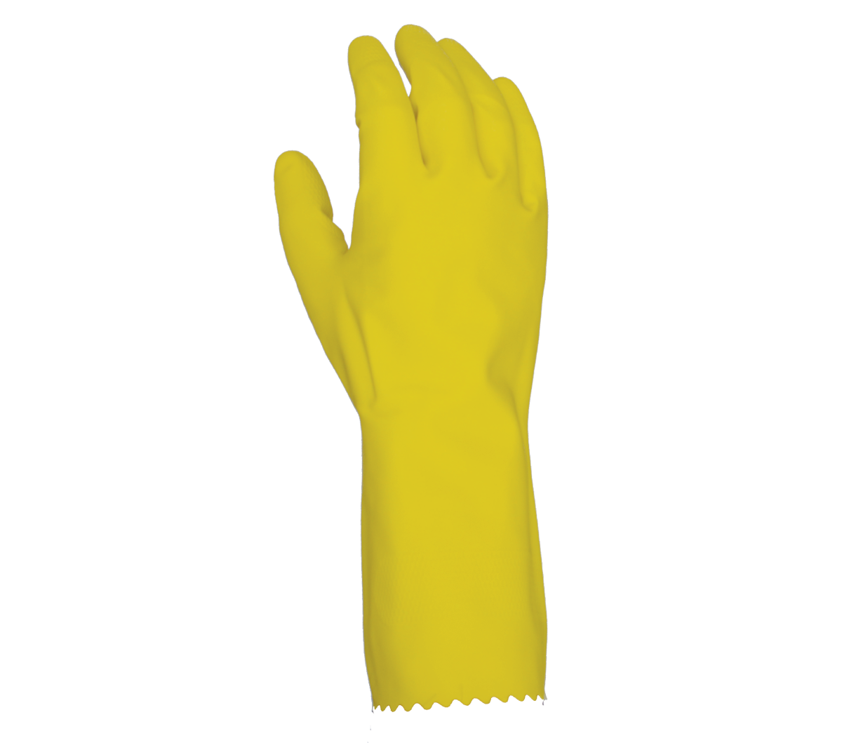 12" 18mil, yellow household unsupported latex glove, flock lined, embossed grip on palm and fingers gloves