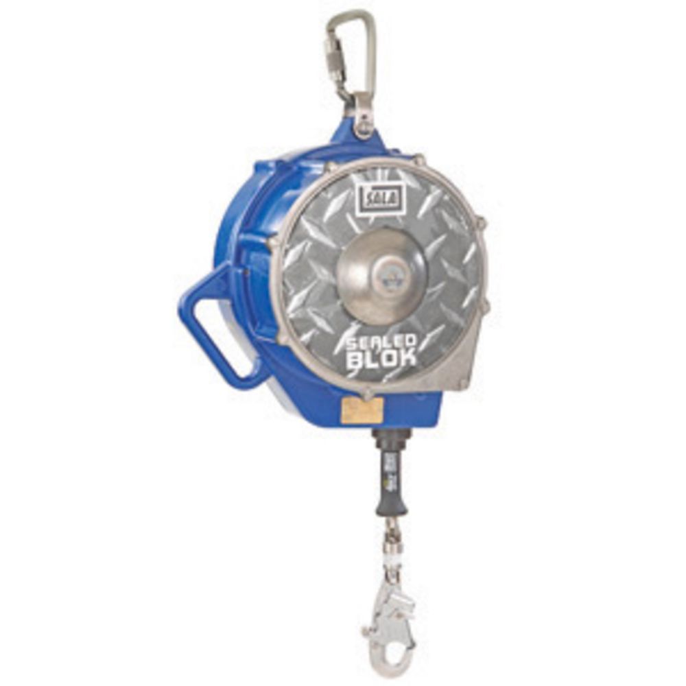 3M DBI-SALA 130' Sealed-Blok Self Retracting Lifeline With Stainless Steel Wire Rope, Swivel Snap Hook, Anchorage Carabiner, And Cable Tie-Off Adapter