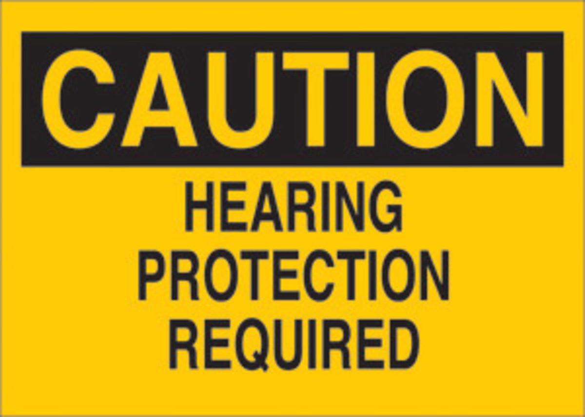 Brady® 7" X 10" X .06" Black On Yellow .0591" B-401 Polystyrene Safety Sign "HEARING PROTECTION REQUIRED"