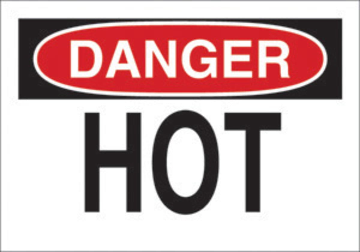 Brady® 10" X 14" X .006" Black/Red On White .01" B-302 Polyester Danger Sign "HOT"