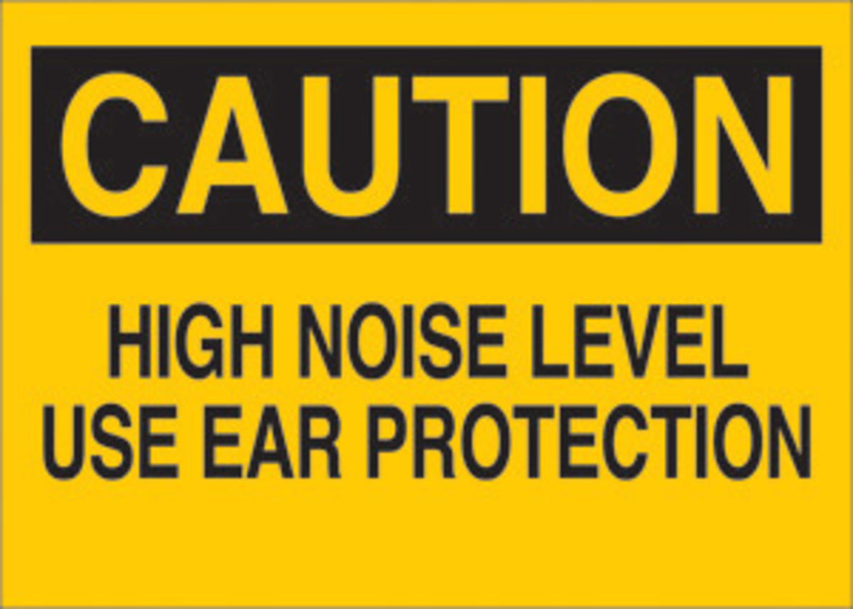 Brady® 10" X 14" X .06" Black On Yellow .0591" B-401 Polystyrene Caution Sign "HIGH NOISE LEVEL USE EAR PROTECTION"