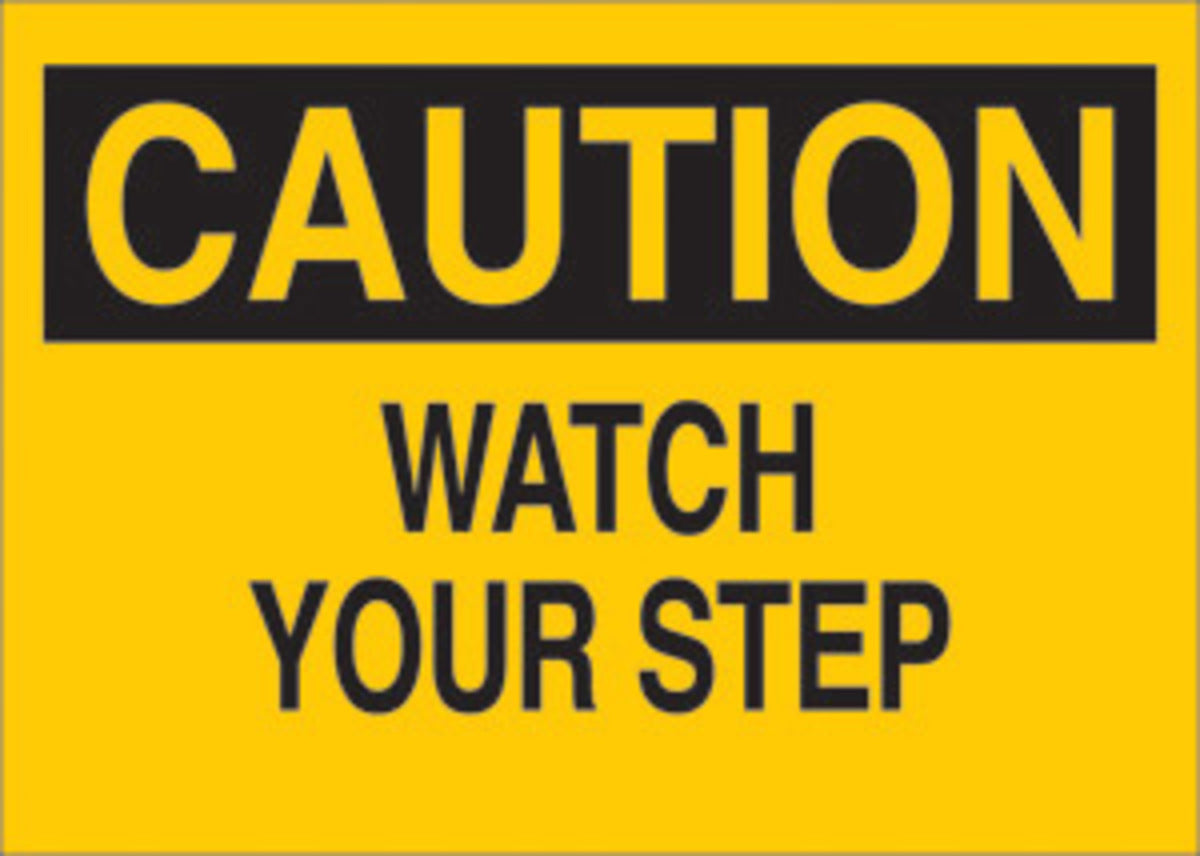 Brady® 10" X 14" X .06" Black On Yellow .0591" B-401 Polystyrene Safety Sign "WATCH YOUR STEP"