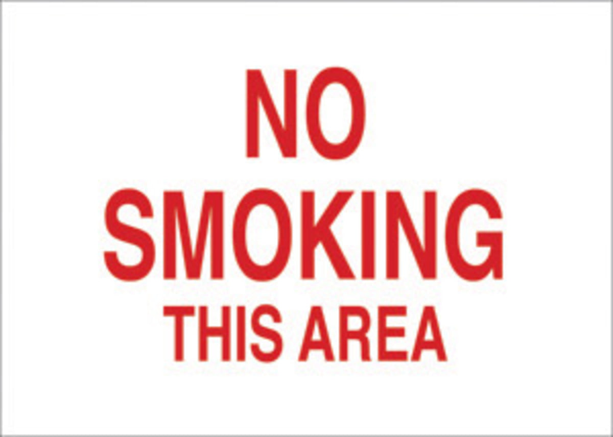 Brady® 10" X 14" X .035" Red On White B-555 Aluminum Safety Sign "NO SMOKING THIS AREA"