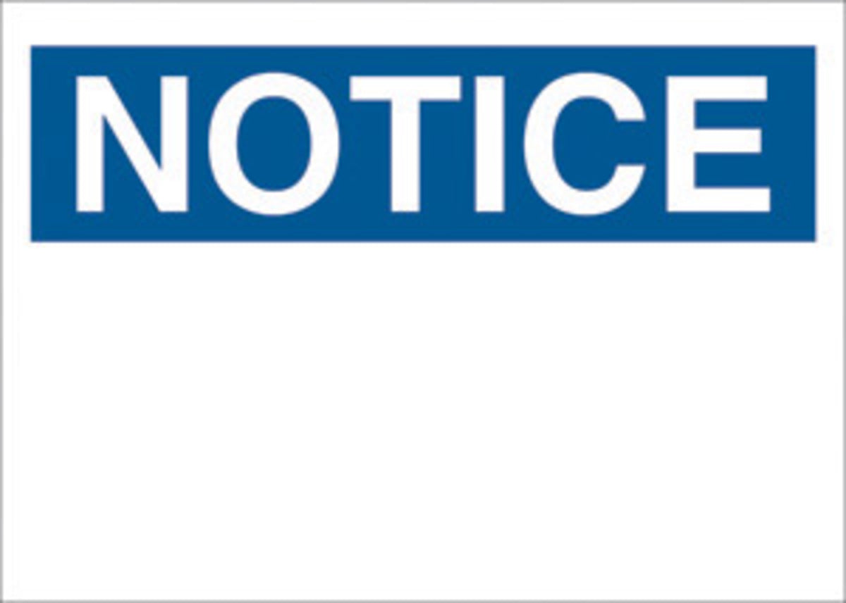 Brady® 10" X 14" X .035" Blue On White .035" B-555 Aluminum Safety Sign