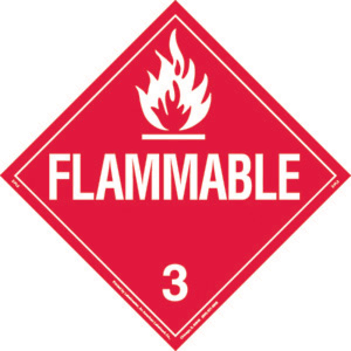 Brady® 13/4" X 13/4" X 1/10" Red On White B-120 Fiberglass DOT Vehicle Placard "FLAMMABLE 3"