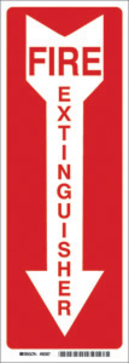 Brady® 24" X 4" X 1/10" White On Red .0984" B-120 Fiberglass Safety Sign "FIRE EXTINGUISHER"