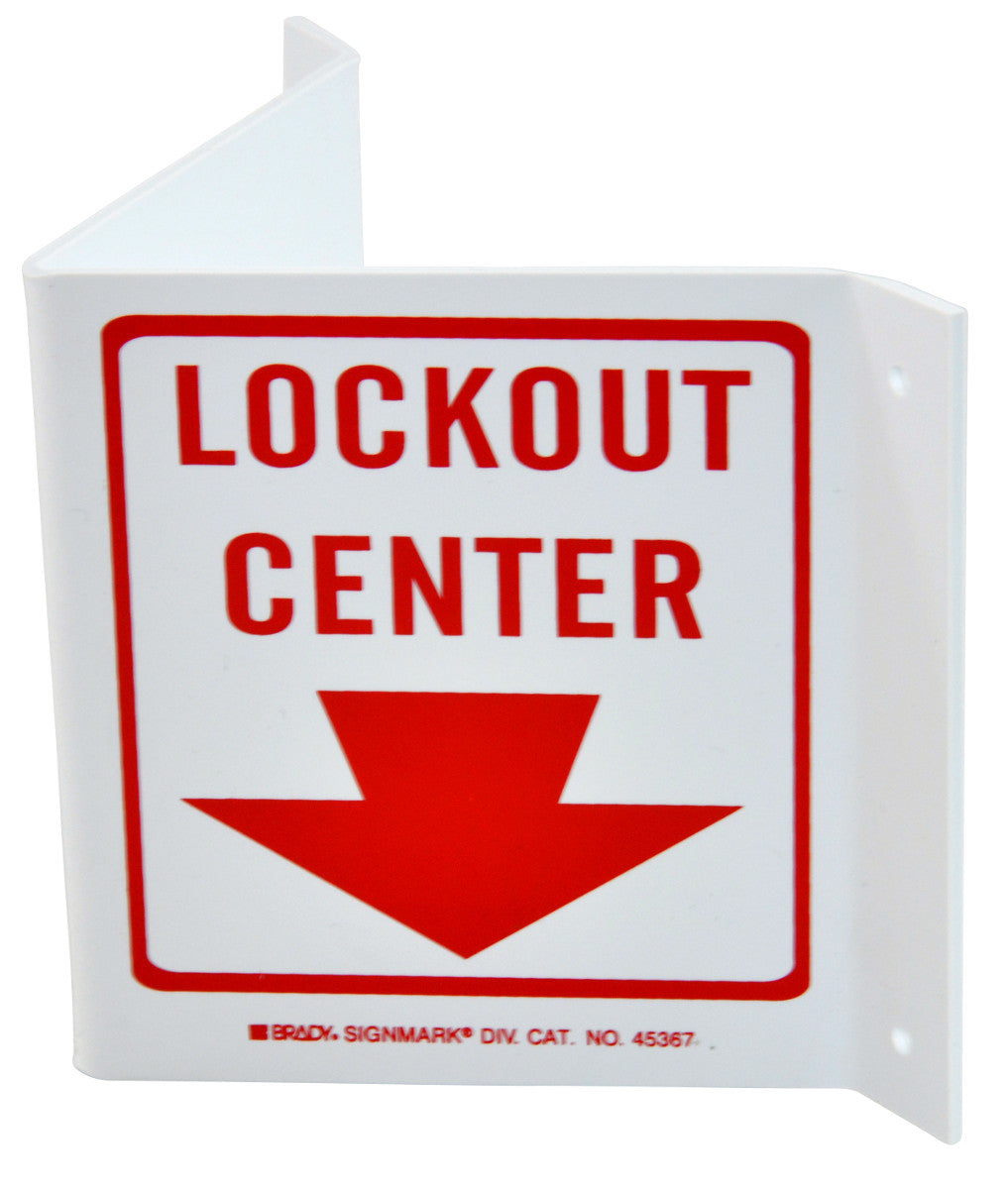 Brady® 5 1/2" X 10" X 1/10" Red On White .1" B-493 Polystyrene Safety Sign "LOCKOUT CENTER"