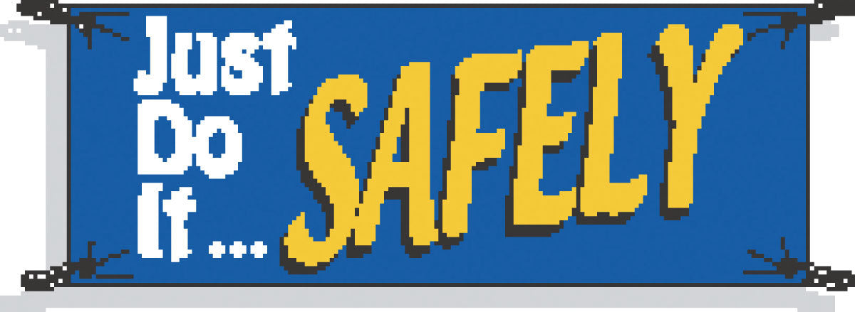 Brady® 3.5' X 10' X .055" White/Yellow On Blue .0551" Polyethylene Safety Banner "JUST DO IT...SAFELY"