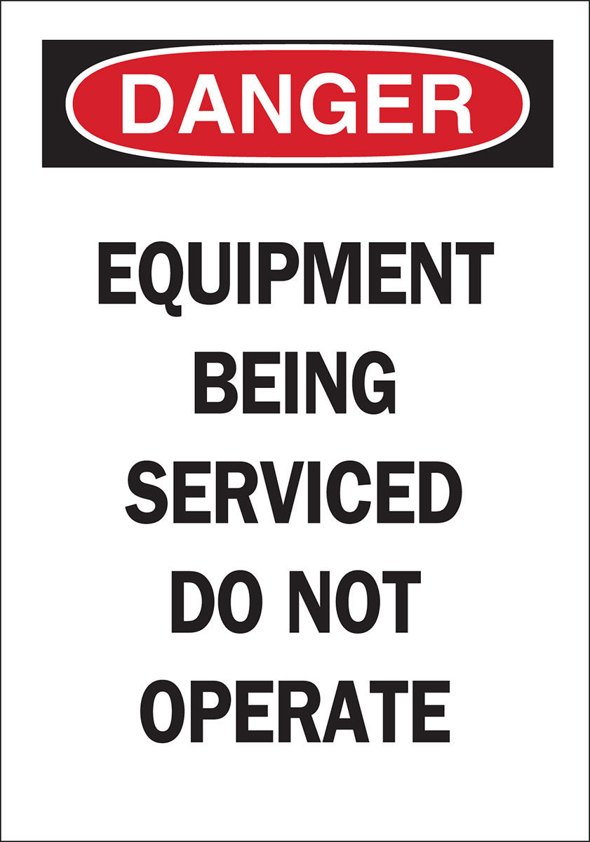 Brady® 7" X 5" X 1/40" Black/Red On White .0252" B-811 Magnetic Safety Sign "EQUIPMENT BEING SERVICED DO NOT OPERATE"