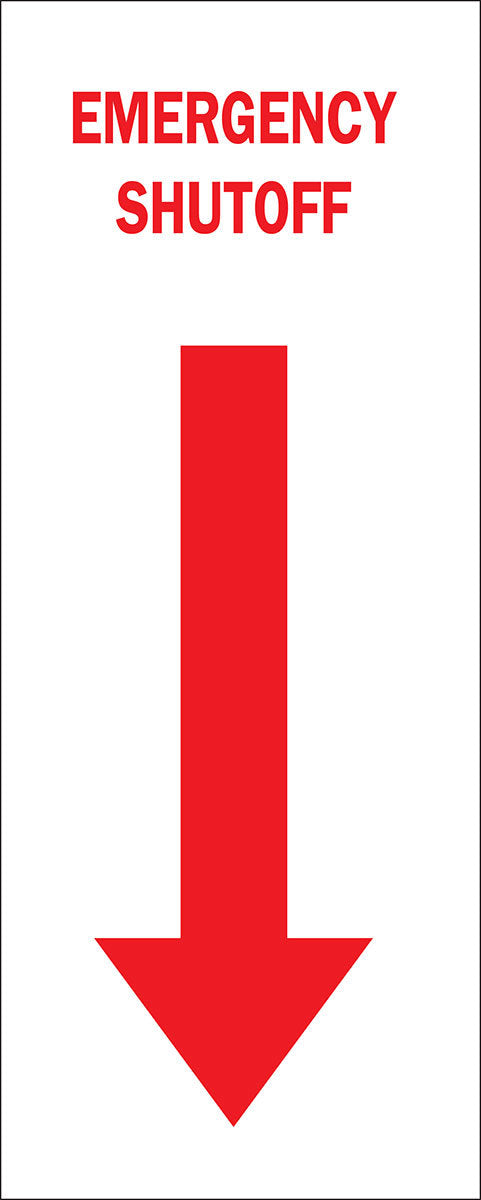 Brady® 14" X 10" X .06" Red On White .0591" B-401 Polystyrene Safety Sign "EMERGENCY SHUTOFF"