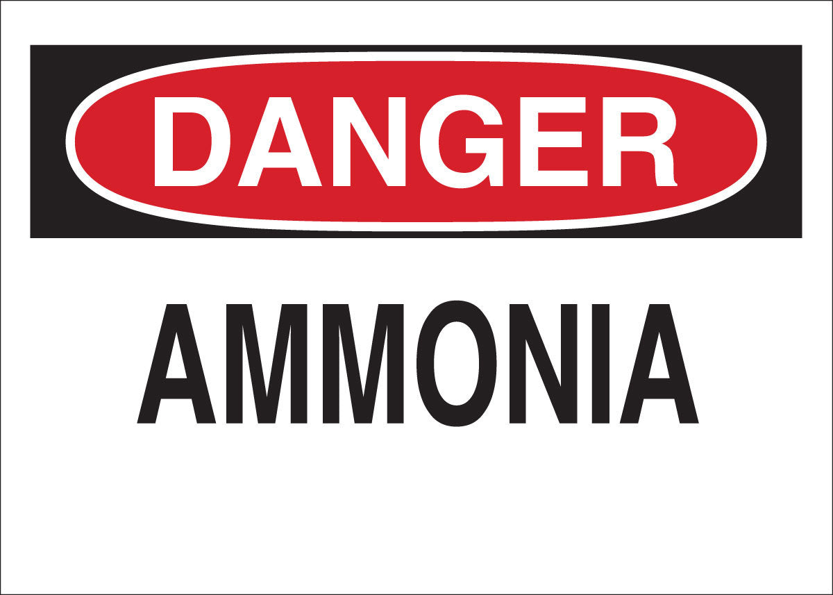 Brady® 7" X 10" X .006" Black/Red On White .01" B-302 Polyester Danger Sign "AMMONIA"