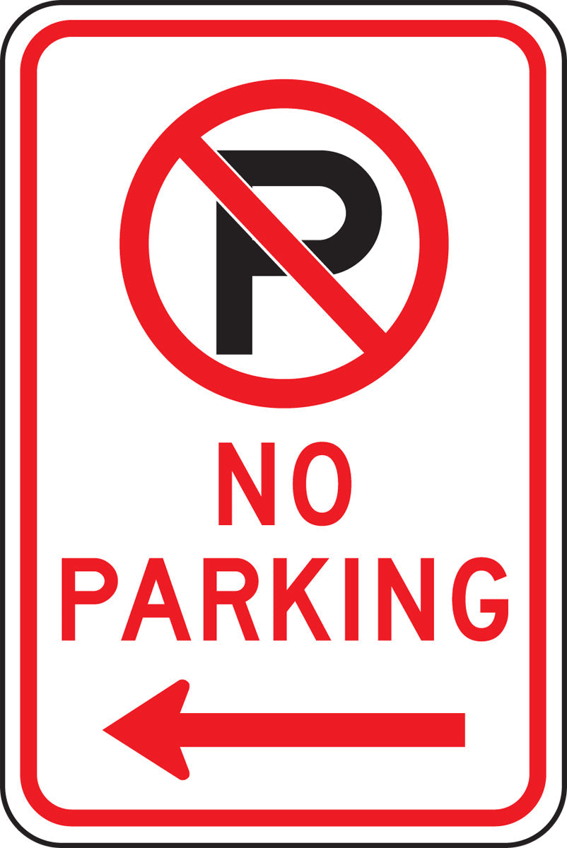 Accuform® 18" X 12" Red, Black And White Engineer Grade Reflective Aluminum Traffic Signs "NO PARKING"