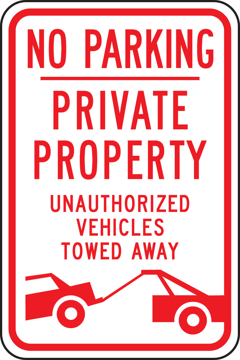 Accuform® 18" X 12" Red And White Engineer Grade Reflective Aluminum Traffic Signs "NO PARKING PRIVATE PROPERTY"